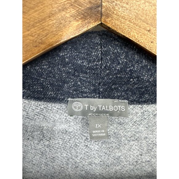 T By Talbots Womens Open Front Cardigan Sweater With Pockets Striped Trim Sz 1X - Picture 5 of 9